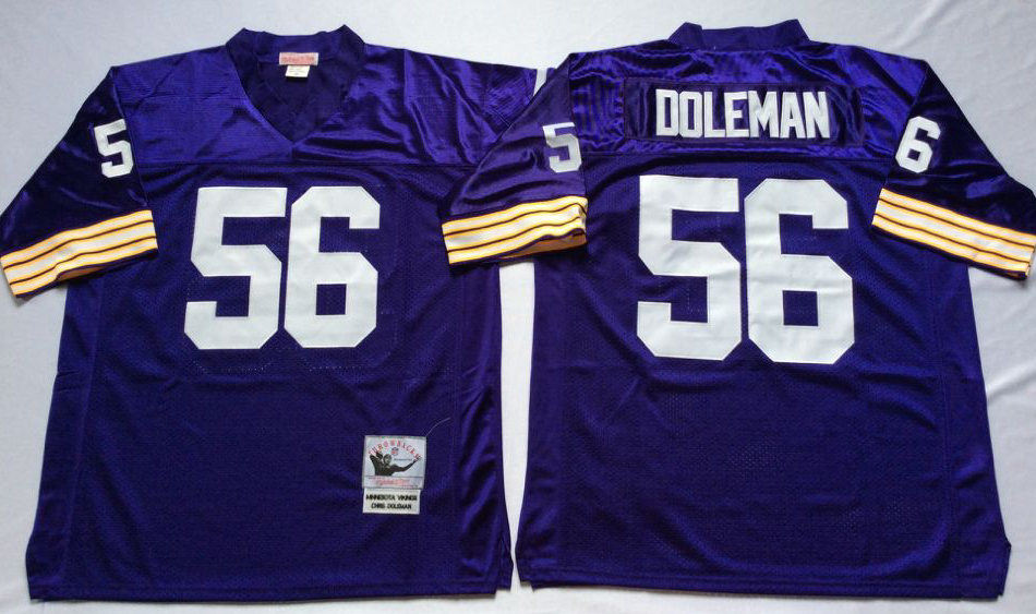 Men NFL Minnesota Vikings #56 Doleman purple Mitchell Ness jerseys
